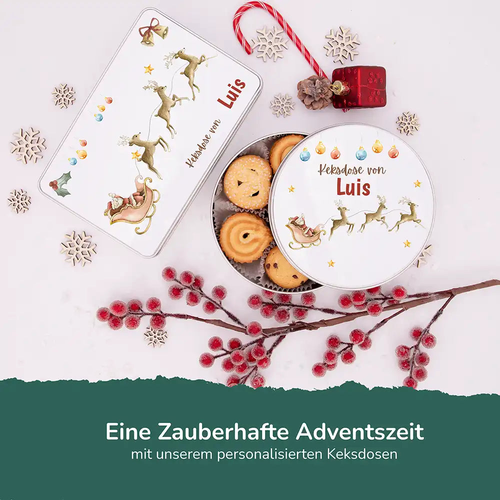 Keksdose aus Metal personalisiert - Rentiere
