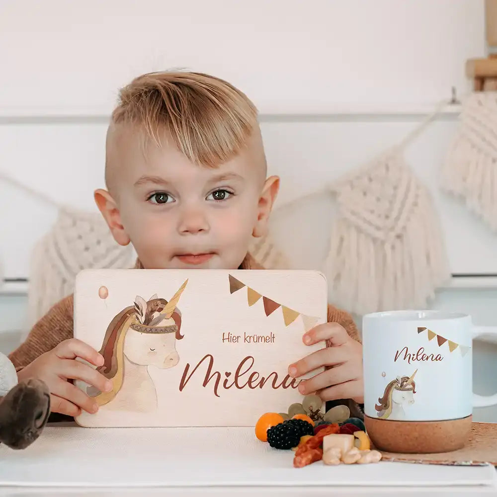 Kleinkind Frühstück-Starterset: Frühstücksbrettchen mit Tasse