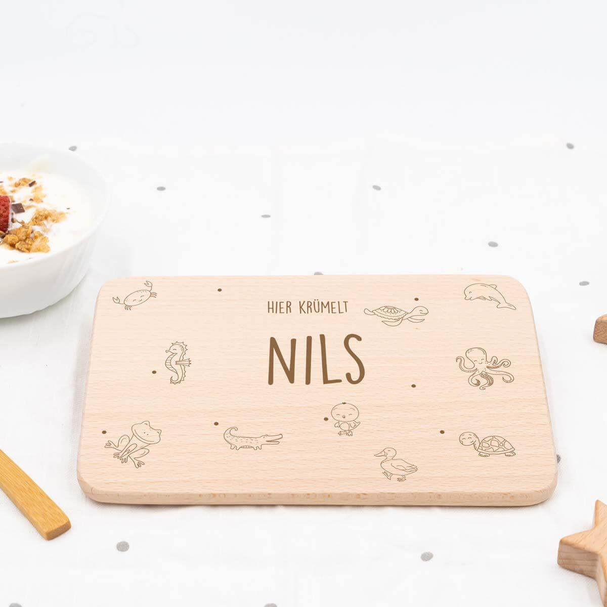 personalized sea-themed breakfast board with custom name