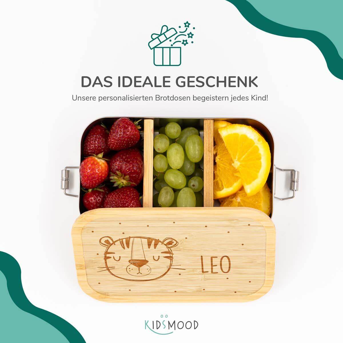 lunchbox with tiger design and personalized name