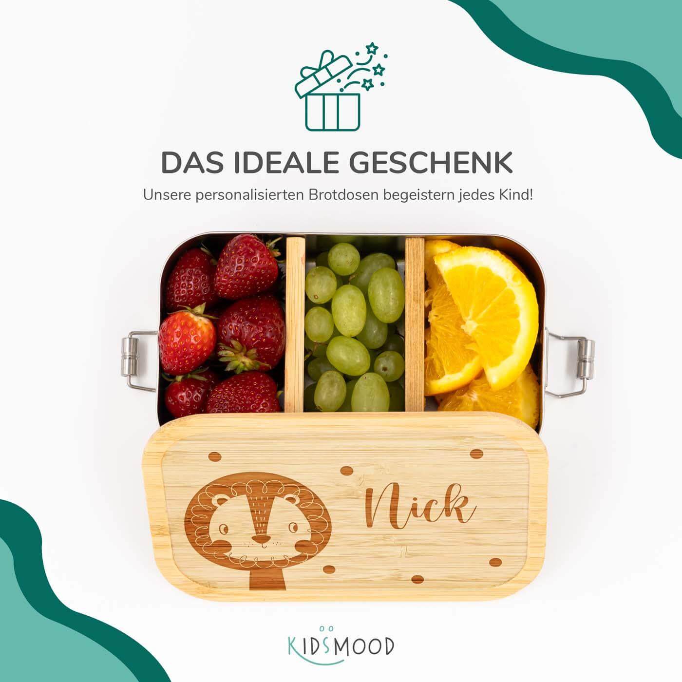 handcrafted lunchbox with löwenkopf engraving