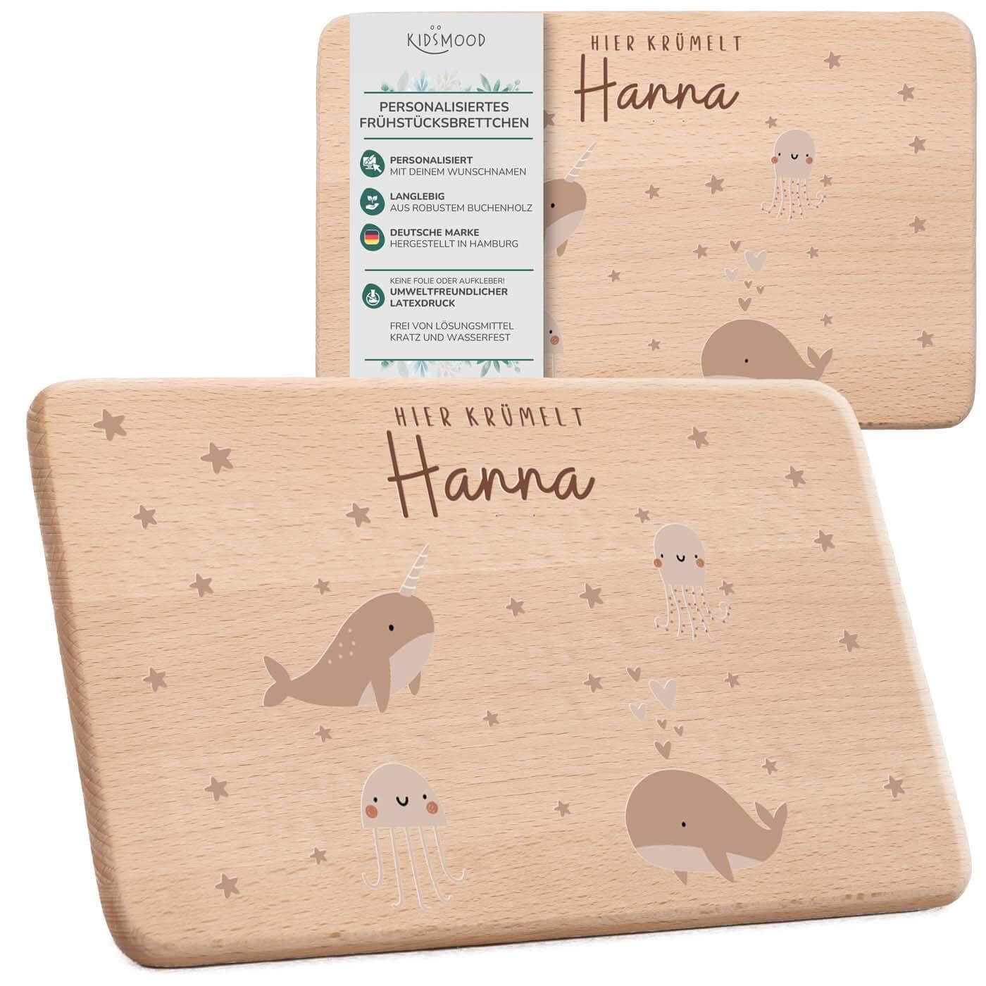 personalisiertes frühstücksbrettchen mit meer design