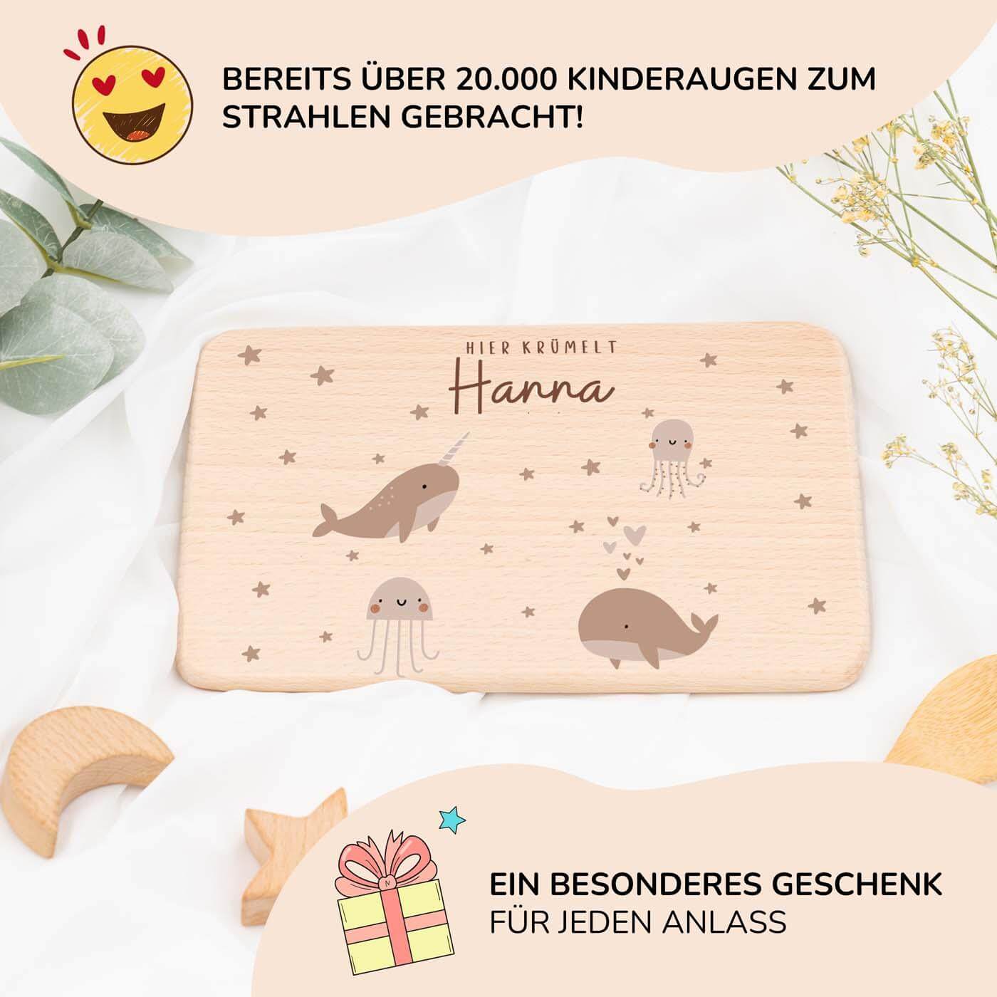 handgefertigtes frühstücksbrettchen mit meer gravur