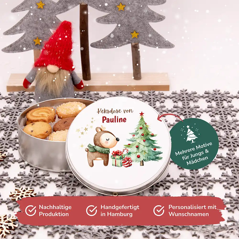Keksdose aus Metal personalisiert - Waldzauber im Winter