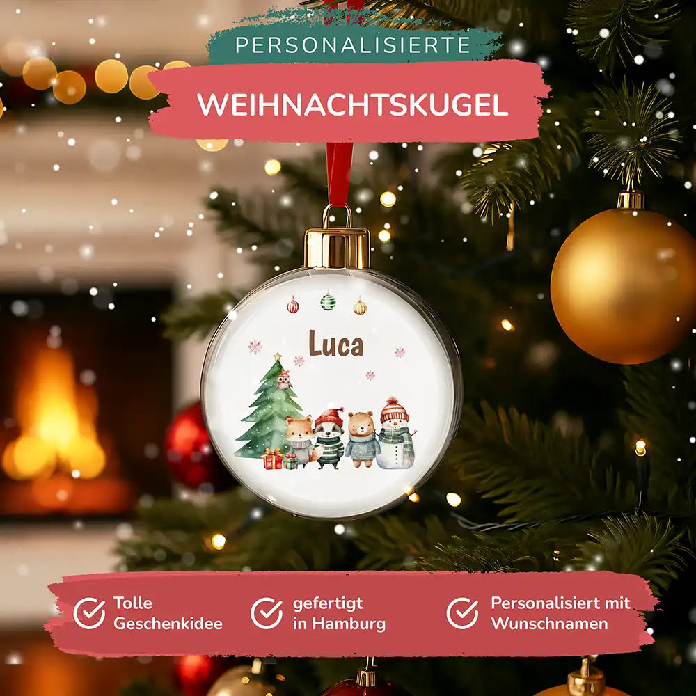 Weihnachtskugel personalisiert mit Namen - Waldzauber