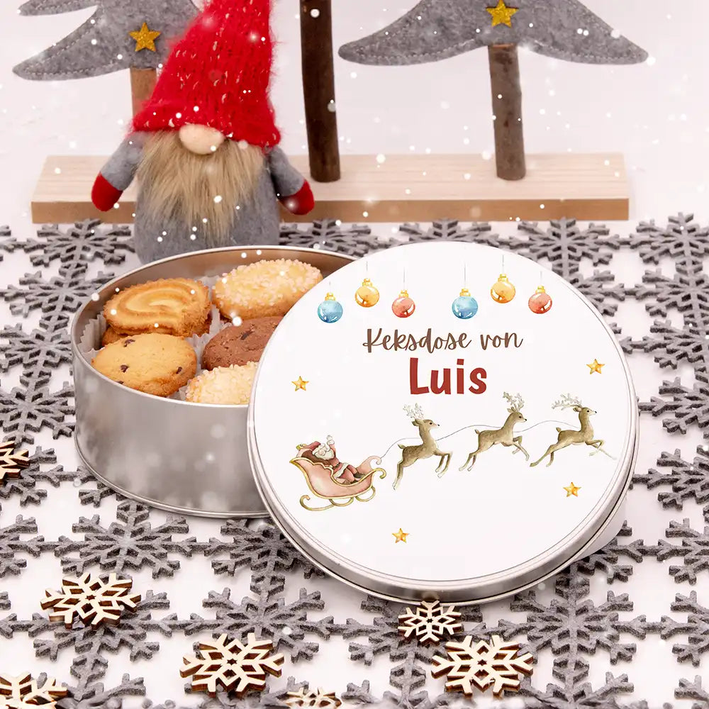 Keksdose aus Metal personalisiert - Rentiere