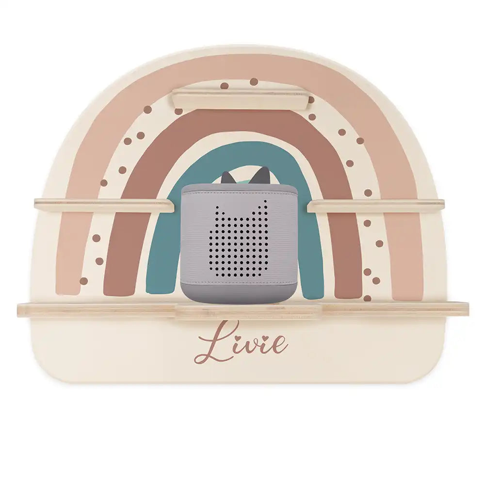 Tonie Regal aus Holz, Toniebox Regal personalisiert Regenbogen 9