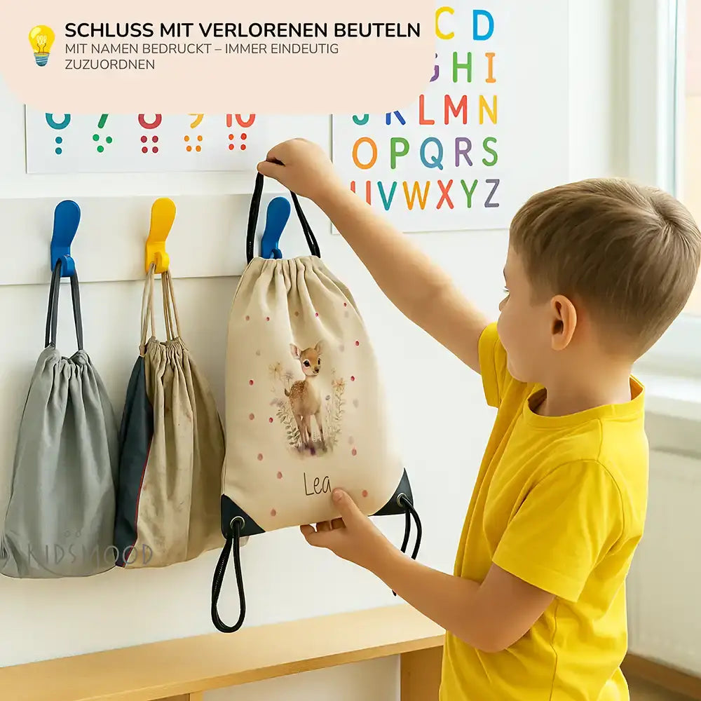Personalisierter Turnbeutel mit Namen - Reh