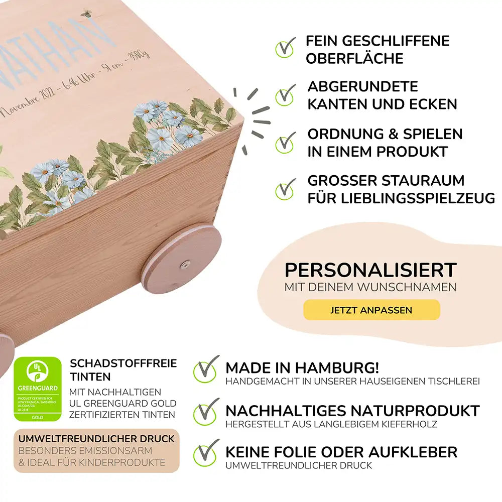 Spielzeugkiste mit Rädern personalisiert - Koala