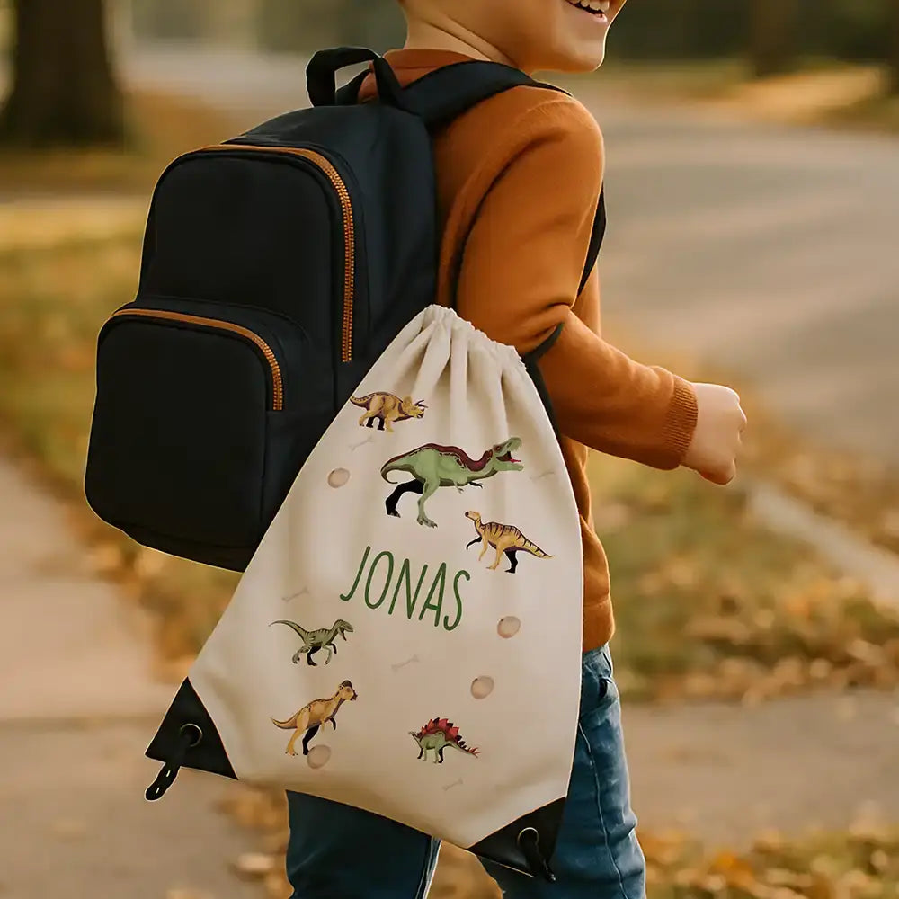 Personalisierter Turnbeutel mit Namen - Dinos