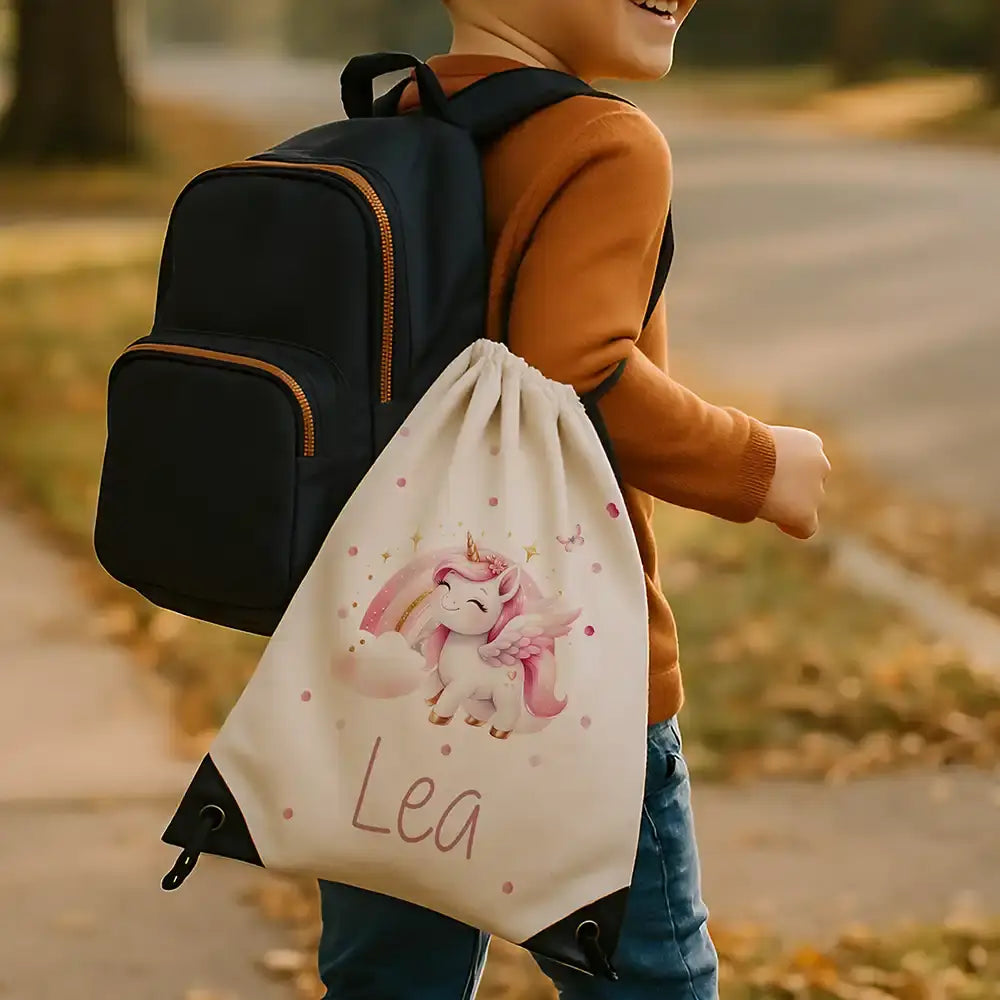 Personalisierter Turnbeutel mit Namen - Zauberhaftes Einhorn