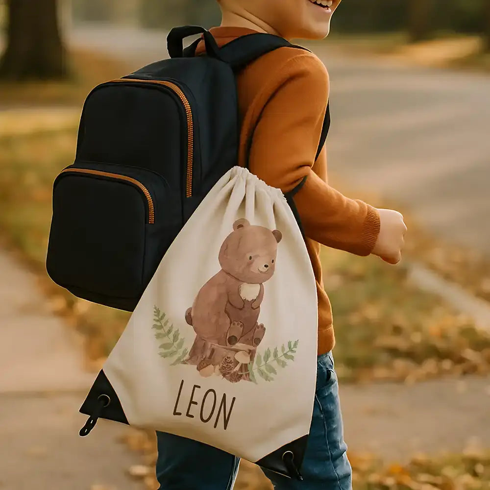 Personalisierter Turnbeutel mit Namen - Bär