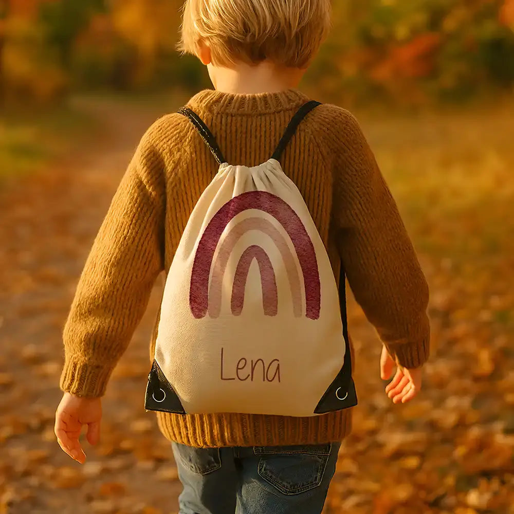 Personalisierter Turnbeutel mit Namen - Regenbogen