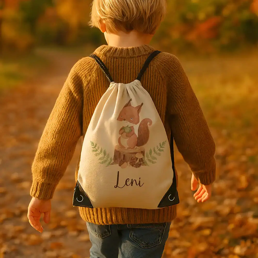 Personalisierter Turnbeutel mit Namen - Eichhörnchen