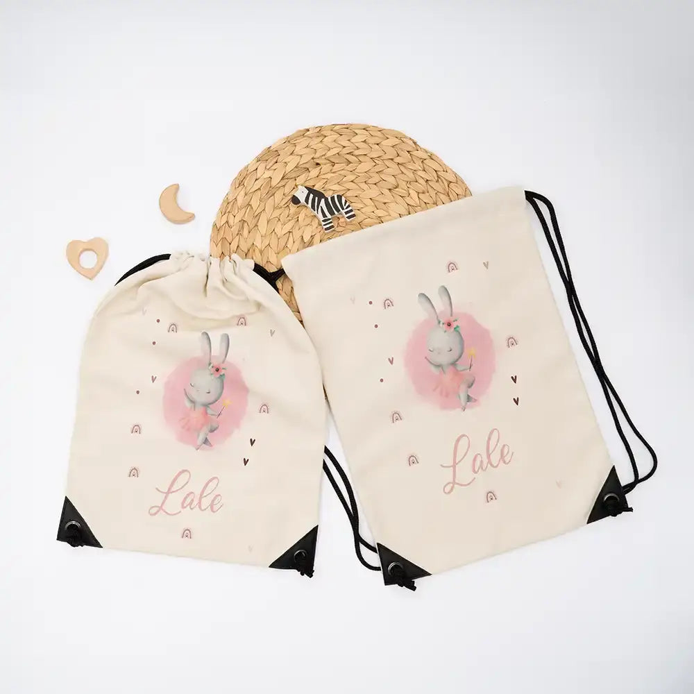 Personalisierter Turnbeutel mit Namen - Zauberhase