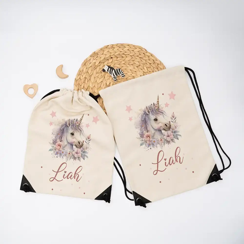 Personalisierter Turnbeutel mit Namen - Einhorn