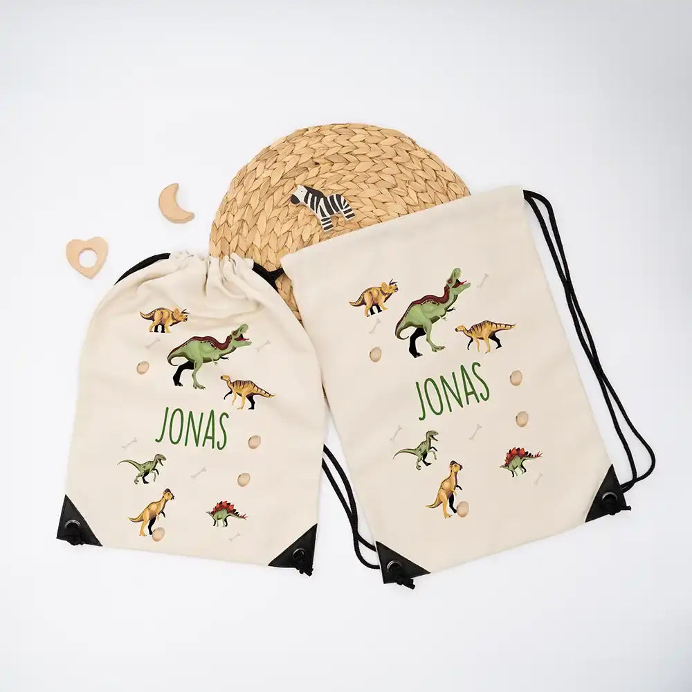 Personalisierter Turnbeutel mit Namen - Dinos
