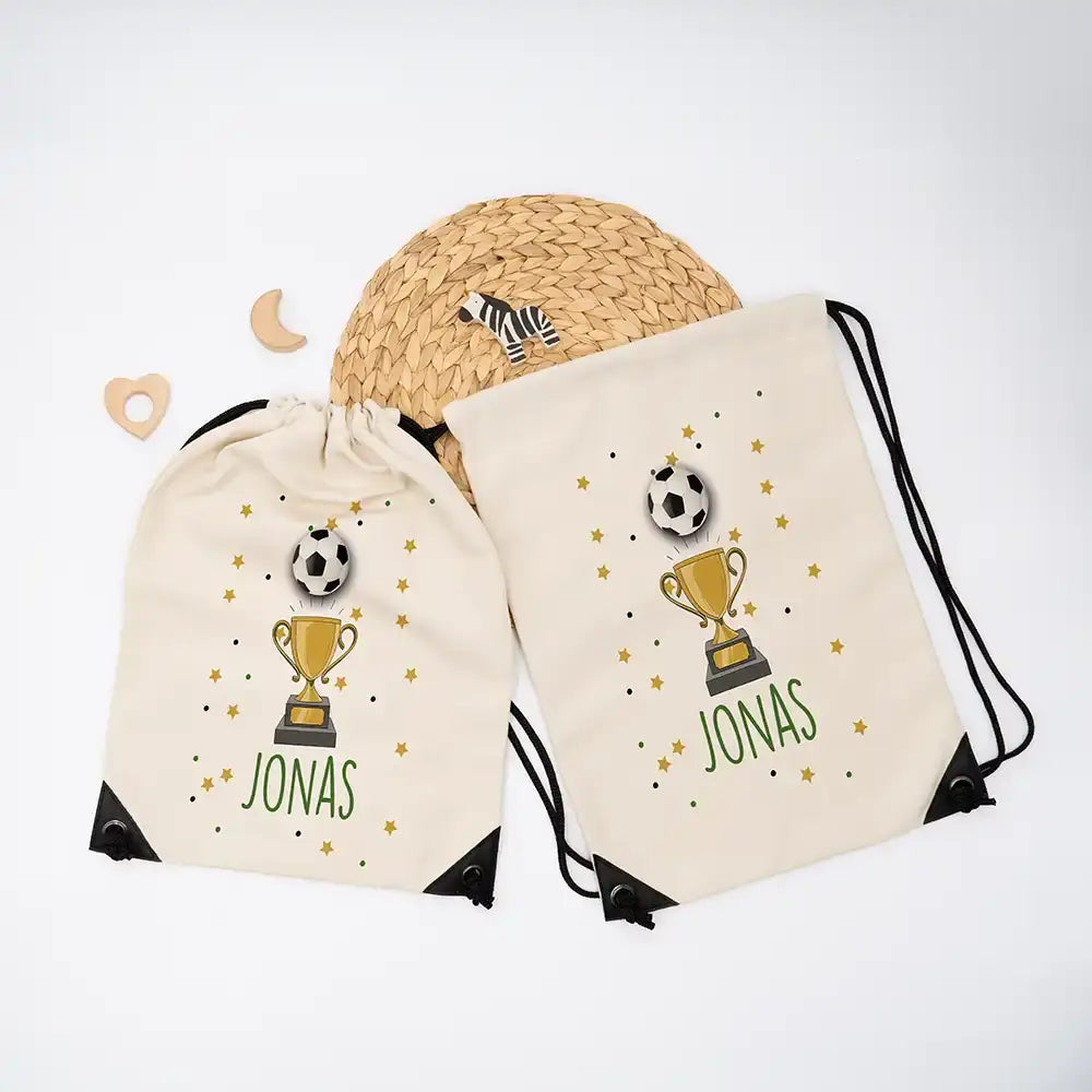 Personalisierter Turnbeutel mit Namen - Fußball Pokal