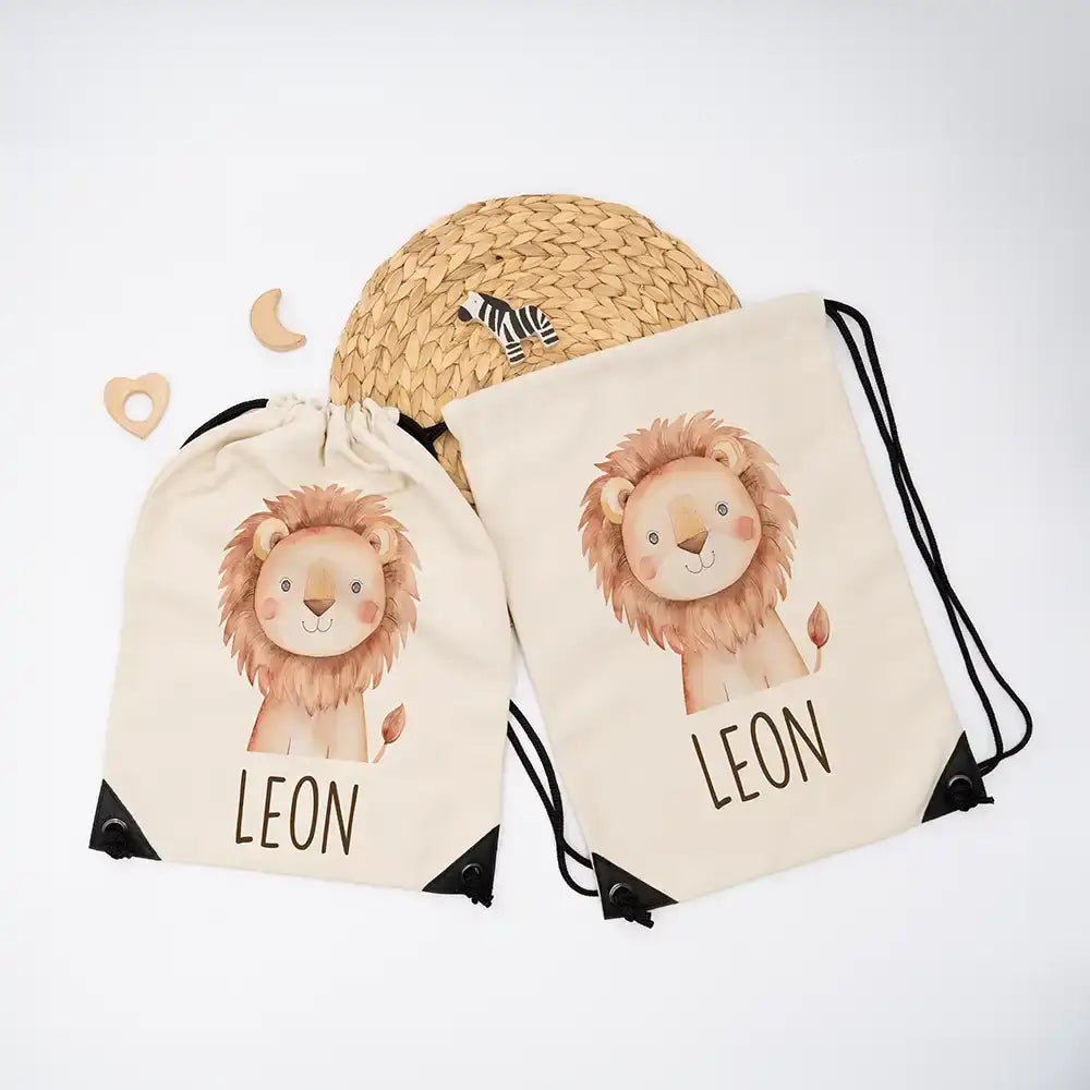 Personalisierter Turnbeutel mit Namen - Löwe