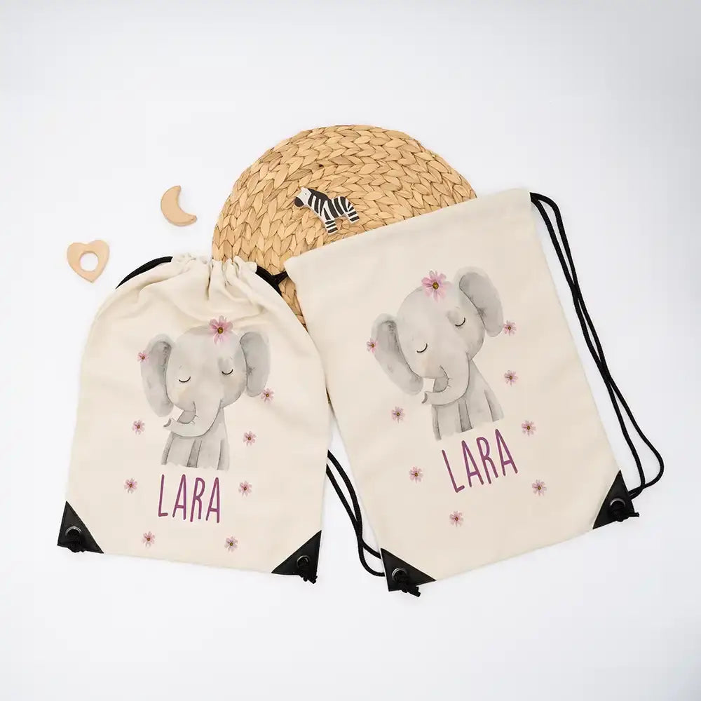 Personalisierter Turnbeutel mit Namen - Elefant