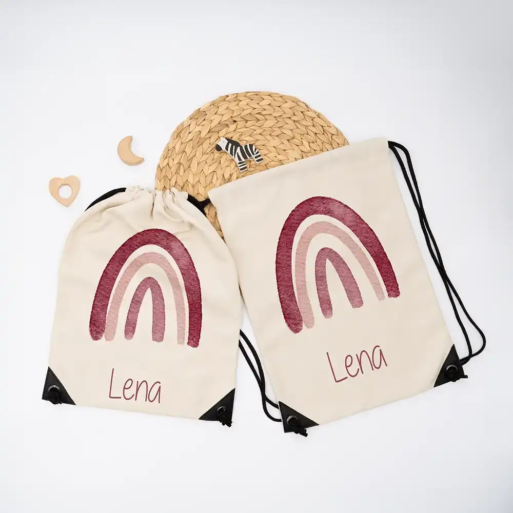 Personalisierter Turnbeutel mit Namen - Regenbogen