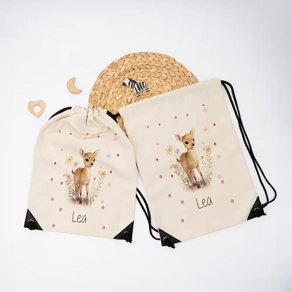 Personalisierter Turnbeutel mit Namen - Reh