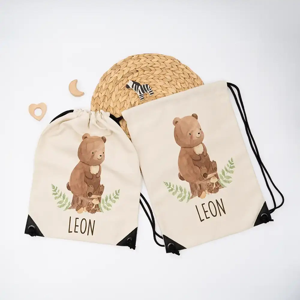 Personalisierter Turnbeutel mit Namen - Bär