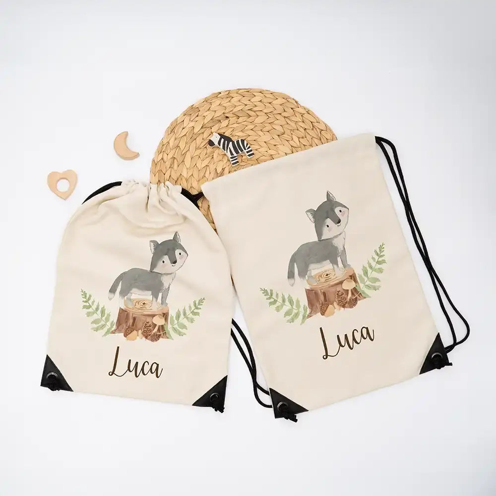 Personalisierter Turnbeutel mit Namen - Dachs