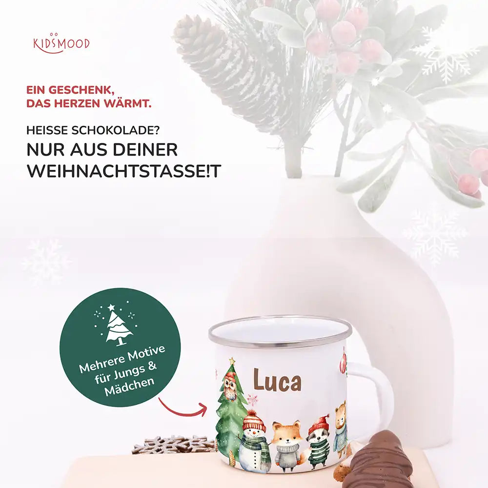 Emaille Tasse personalisiert Weihnachten - Stimmungsvolle Weihnachten