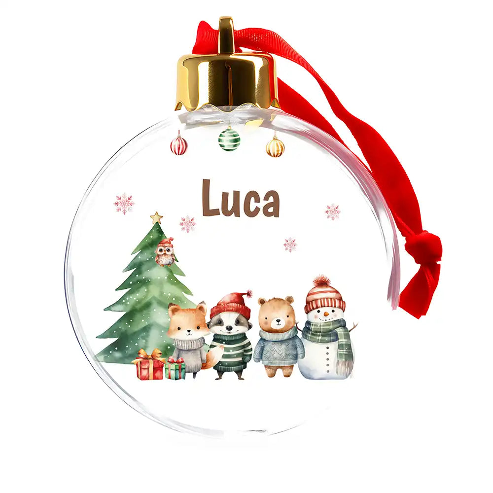 Weihnachtskugel personalisiert mit Namen - Waldzauber