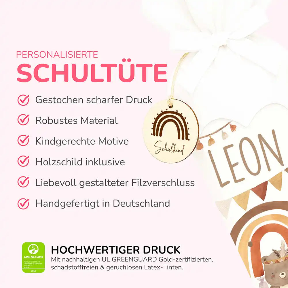 Einschulungsset mit Name – Schultüte, Trinkflasche und Brotdose