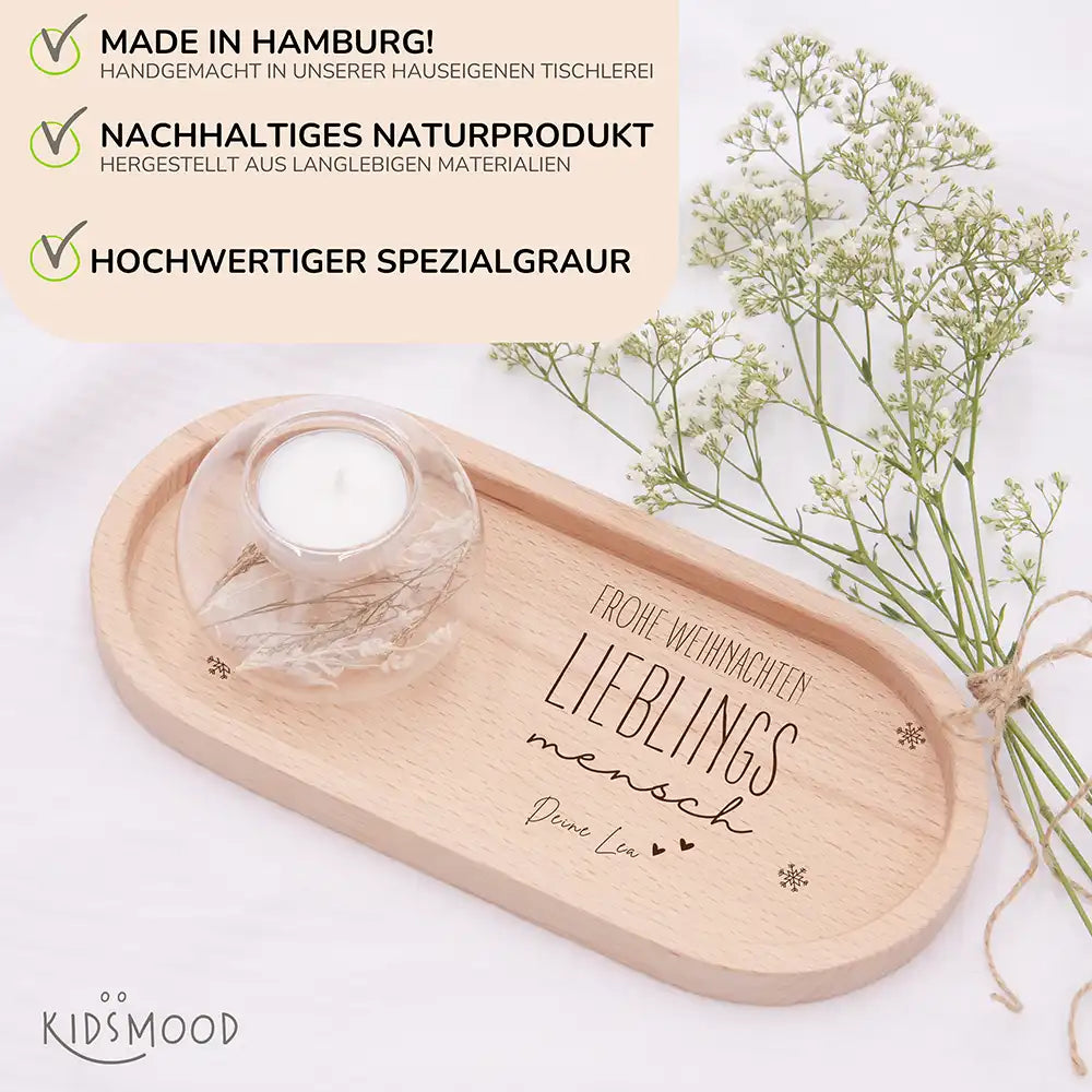 Holz-Serviertablett Papa-Weihnachtsgeschenk - Frohe Weihnachten Lieblingsmensch