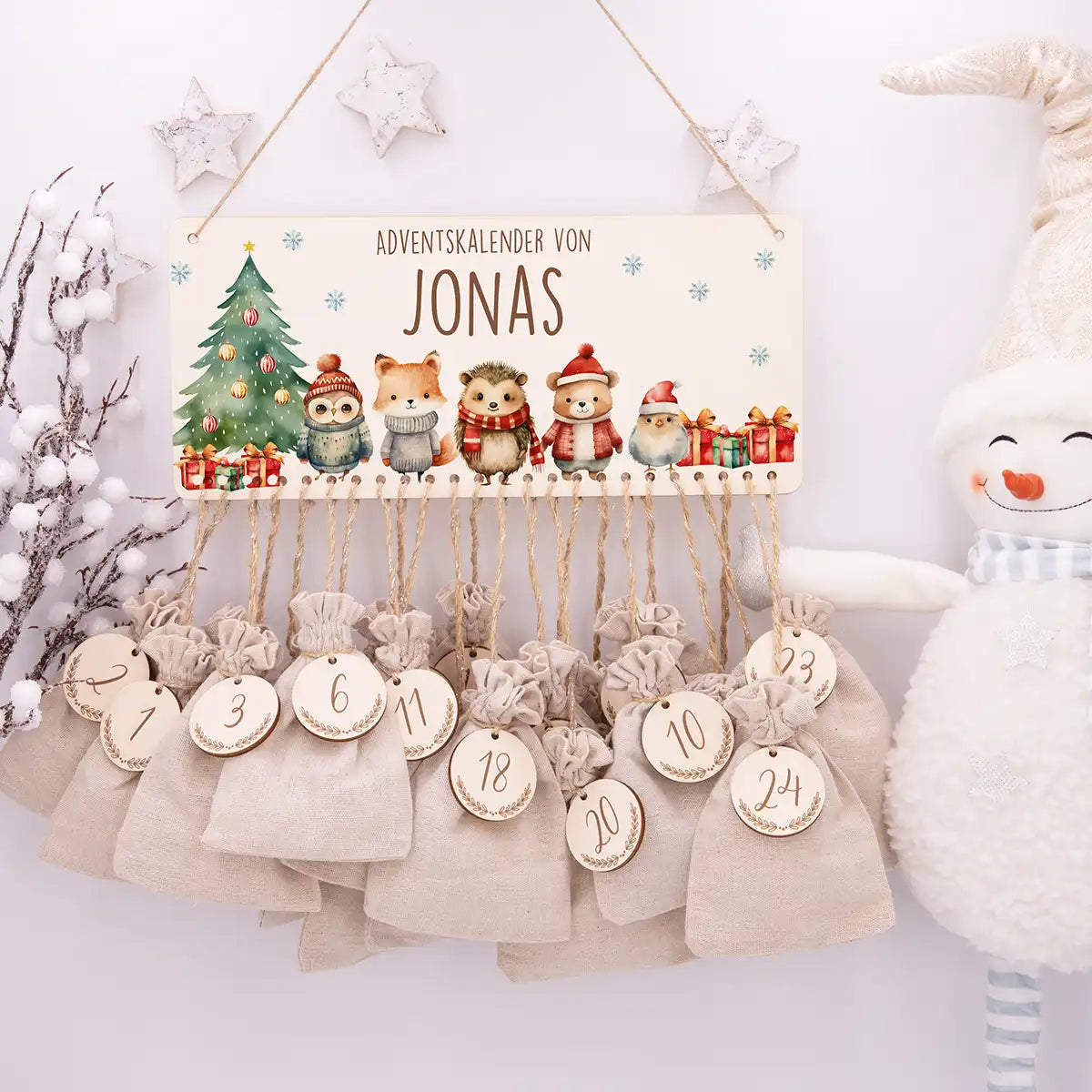 Personalisierbarer Adventskalender farbig - Weihnachtsglück