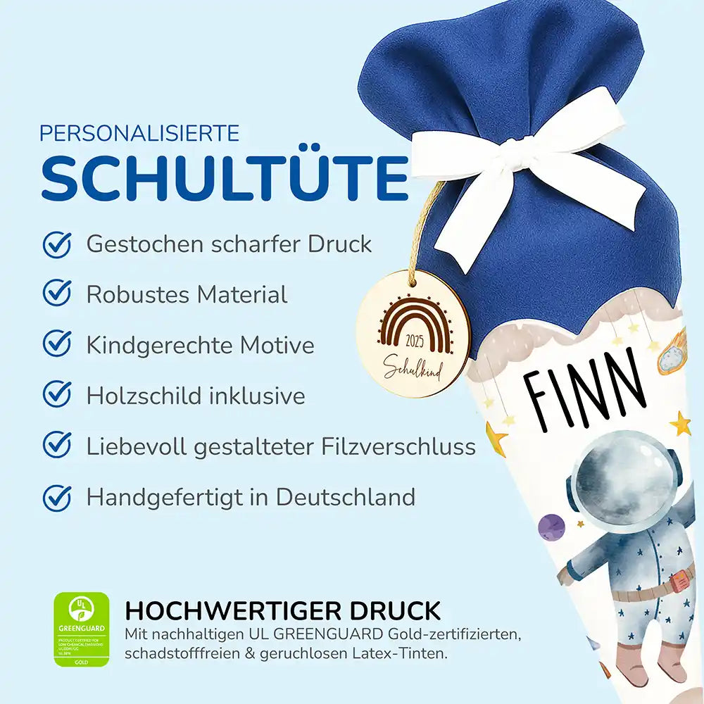 Personalisierte Schultüte mit Namen - Astronaut