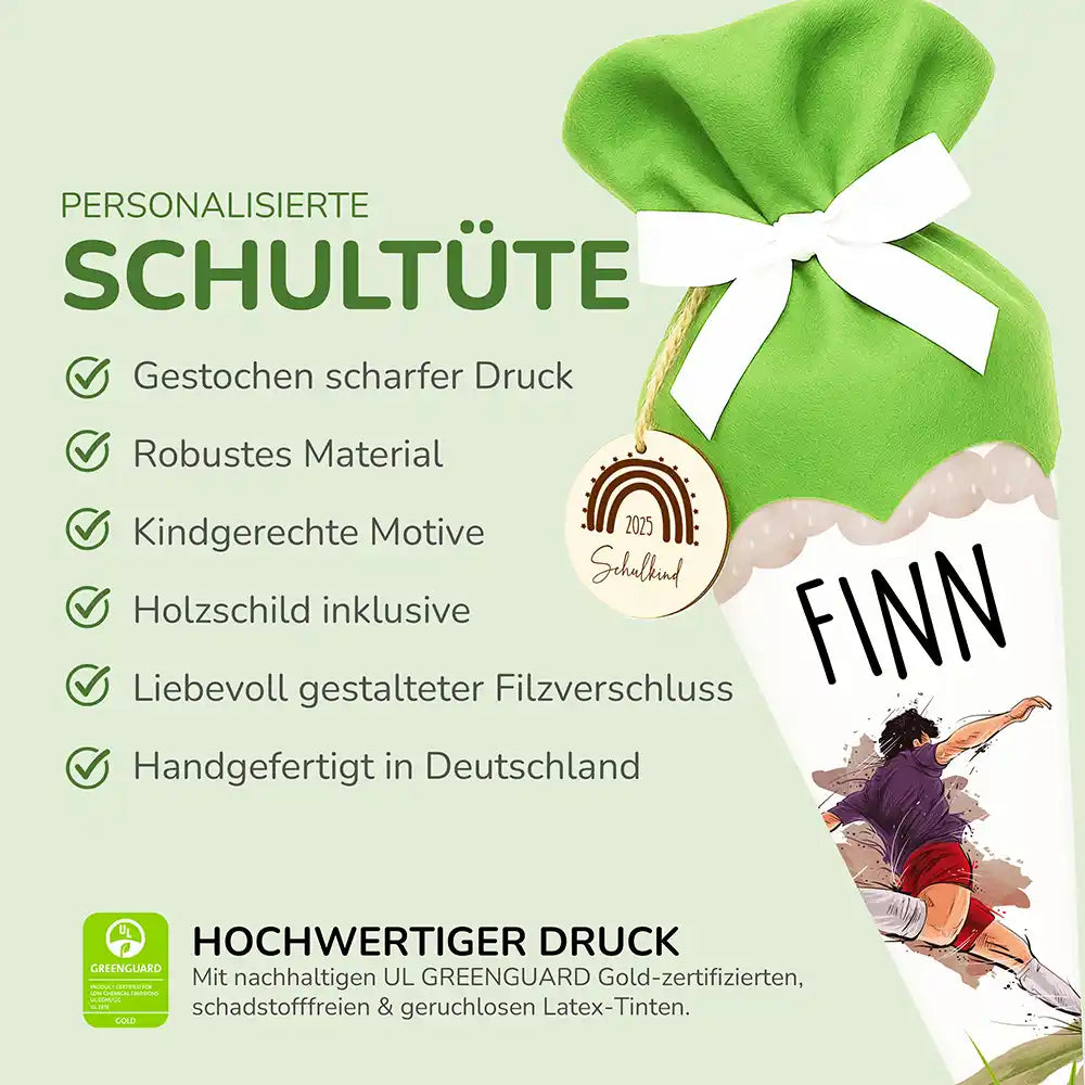Personalisierte Schultüte mit Namen - Fußballer