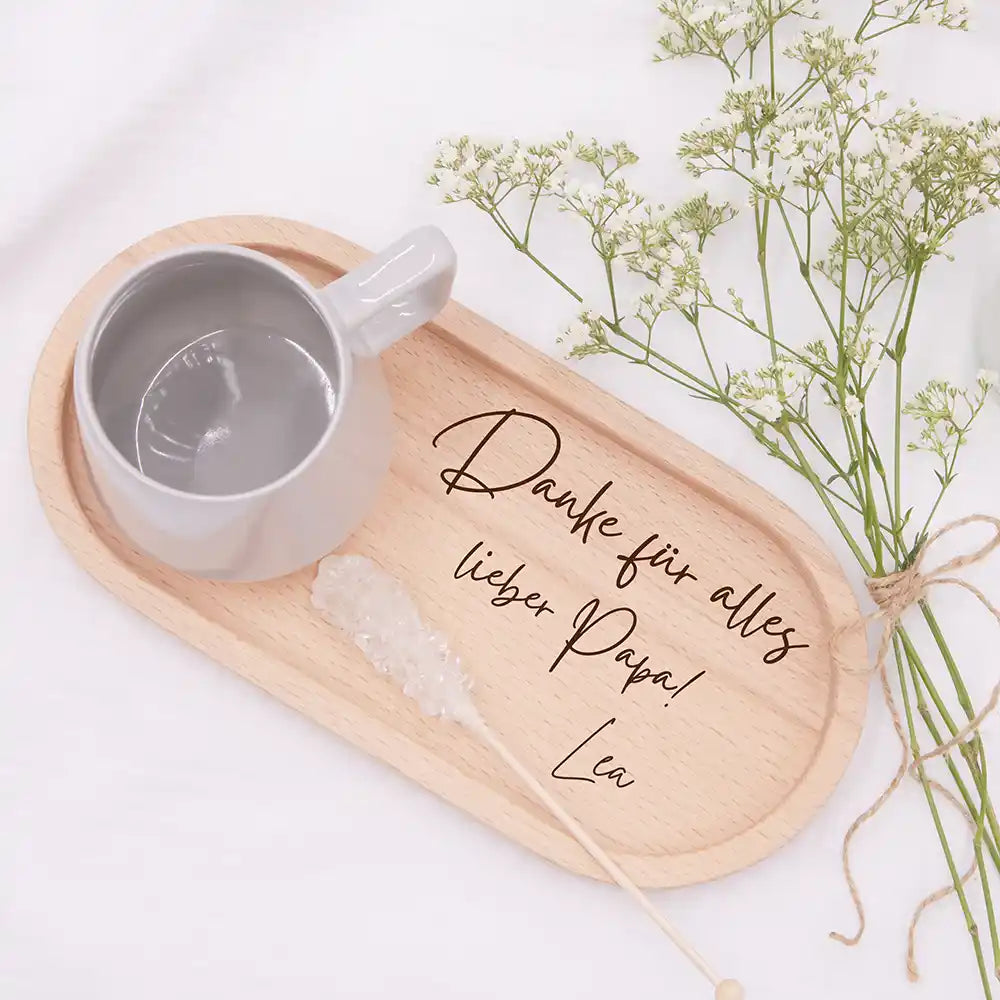 Personalisiertes Holz-Serviertablett "Danke für alles" - Vatertag Geschenk
