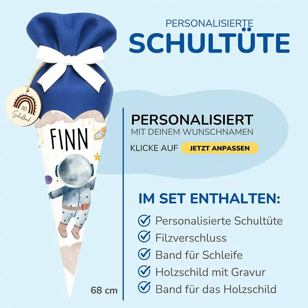 Personalisierte Schultüte mit Namen - Astronaut
