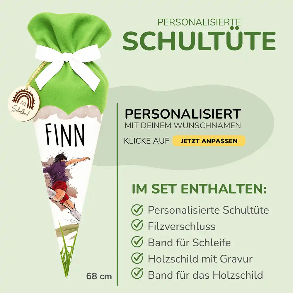 Personalisierte Schultüte mit Namen - Fußballer