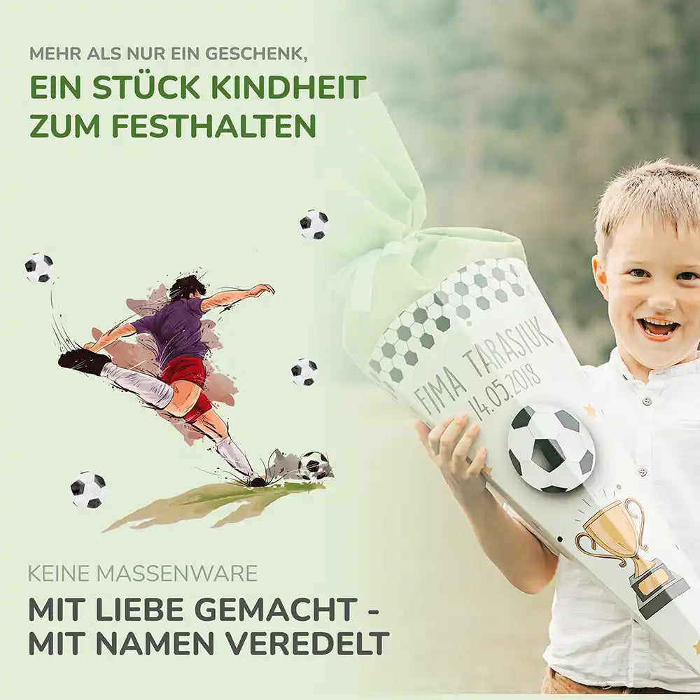 Personalisierte Schultüte mit Namen - Fußballer