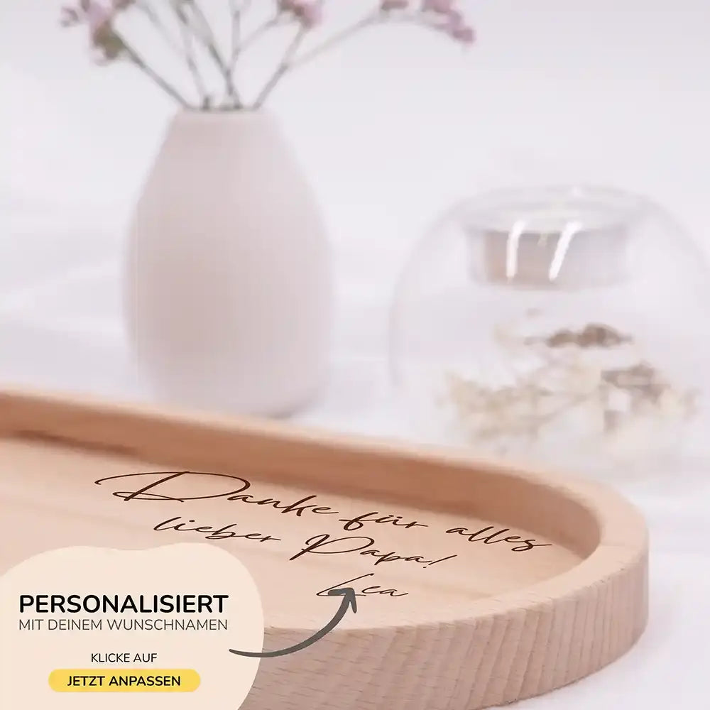 Personalisiertes Holz-Serviertablett "Danke für alles" - Vatertag Geschenk
