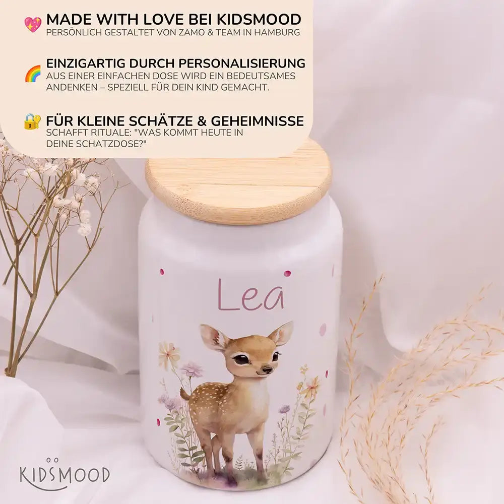 Personalisierbare Keksdose mit Name - Reh