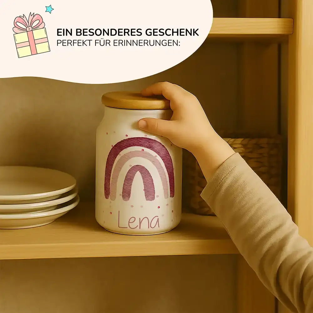 Personalisierbare Keksdose mit Name - - Regenbogen
