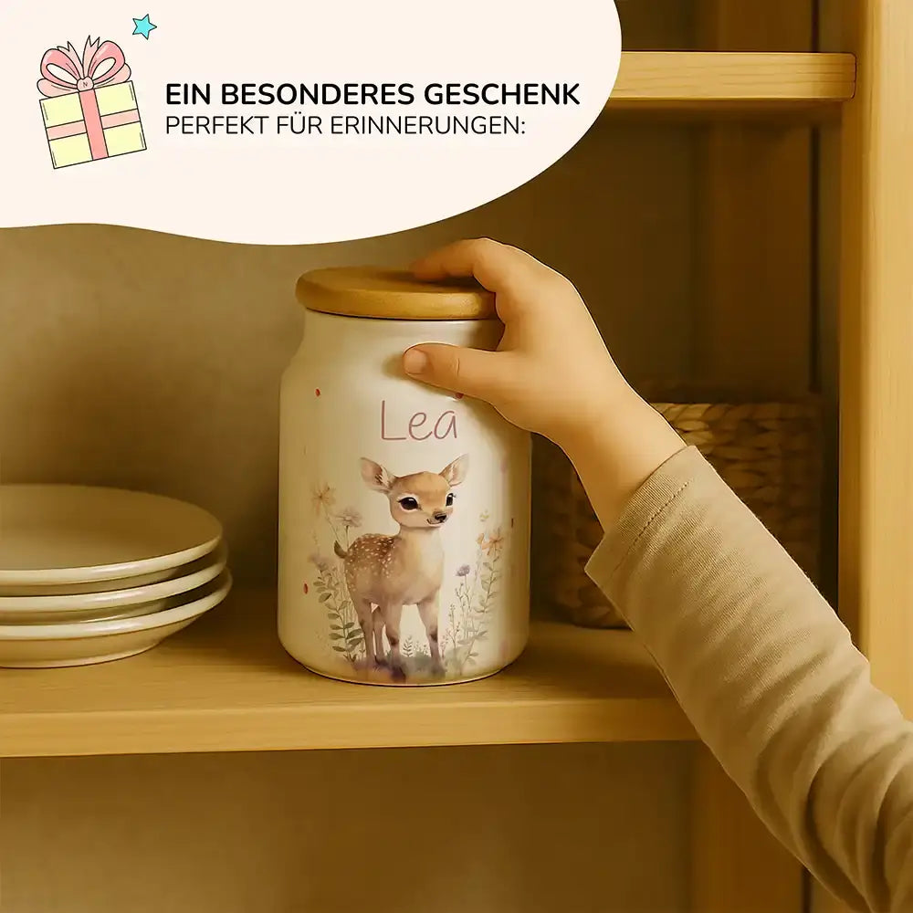Personalisierbare Keksdose mit Name - Reh