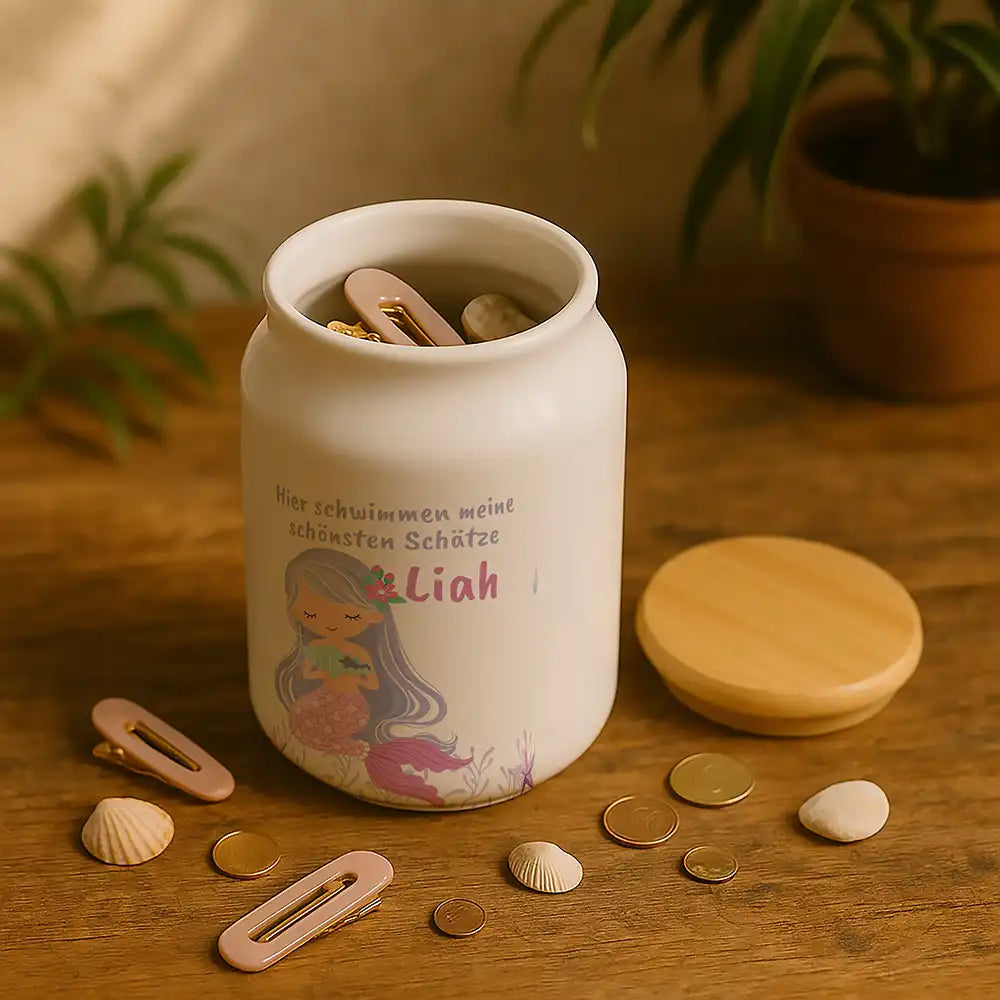 Personalisierbare Keksdose mit Name - Meerjungfrau