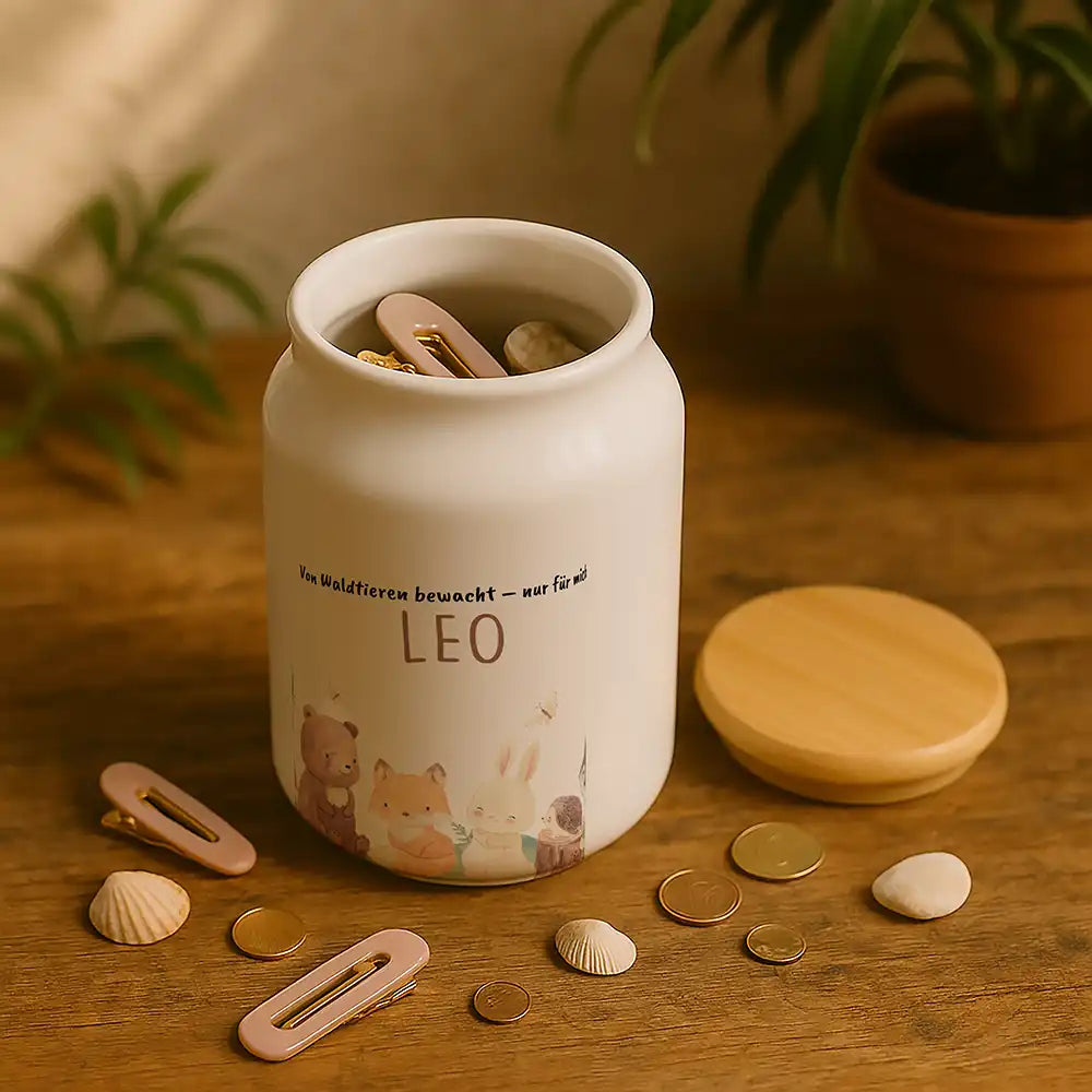 Personalisierbare Keksdose mit Name - Niedlicche Waldtiere