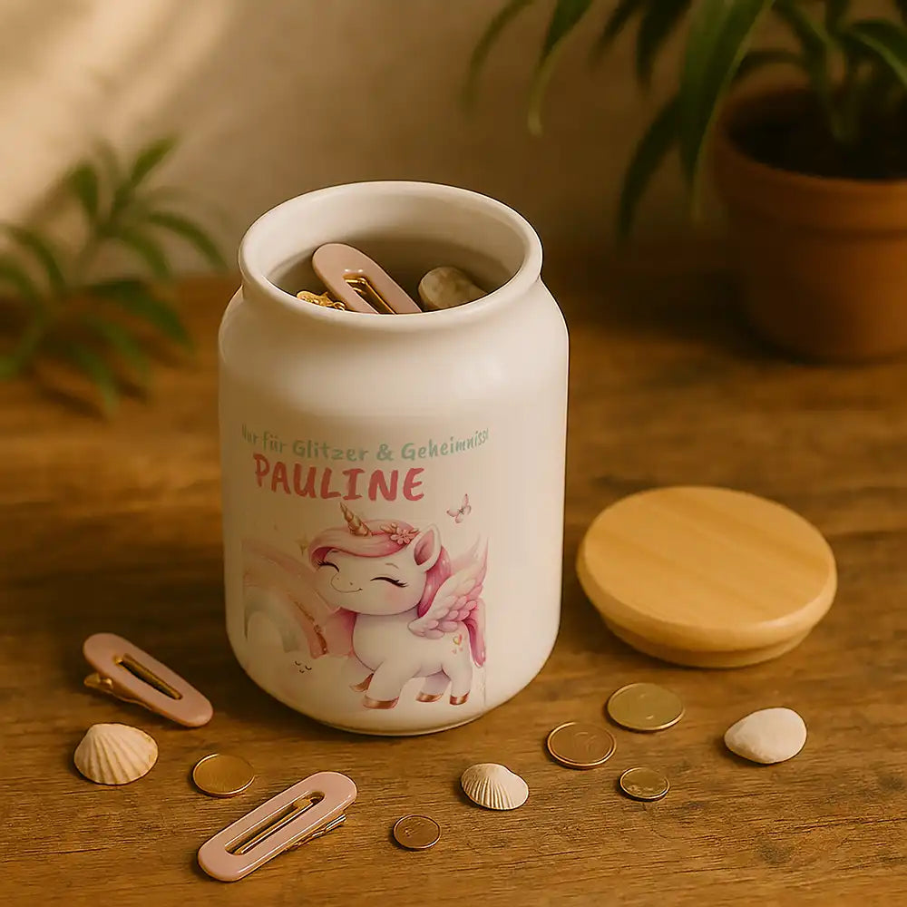 Personalisierbare Keksdose mit Name - Zauberhaftes Einhoen