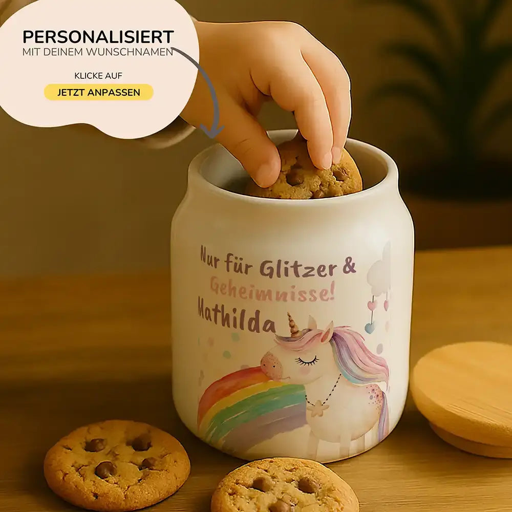 Personalisierbare Keksdose mit Name - Einhorn