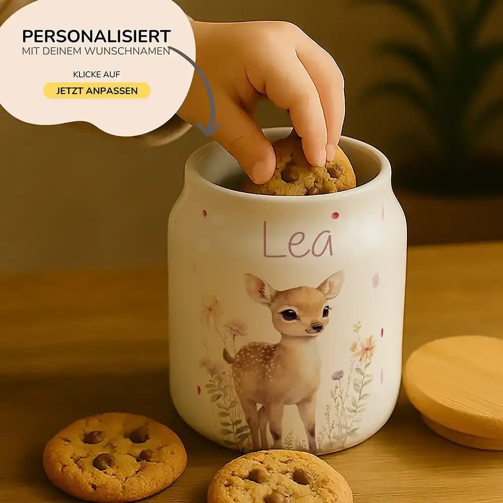 Personalisierbare Keksdose mit Name - Reh