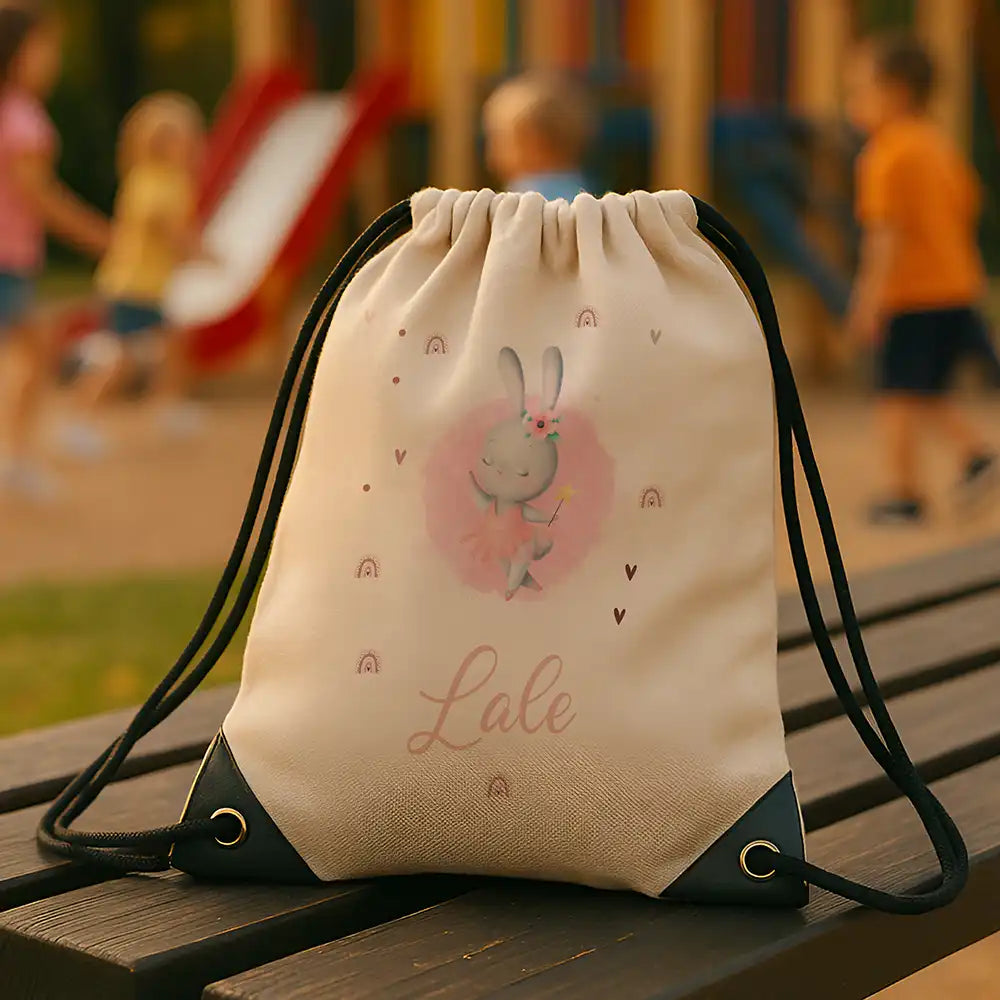 Personalisierter Turnbeutel mit Namen - Zauberhase