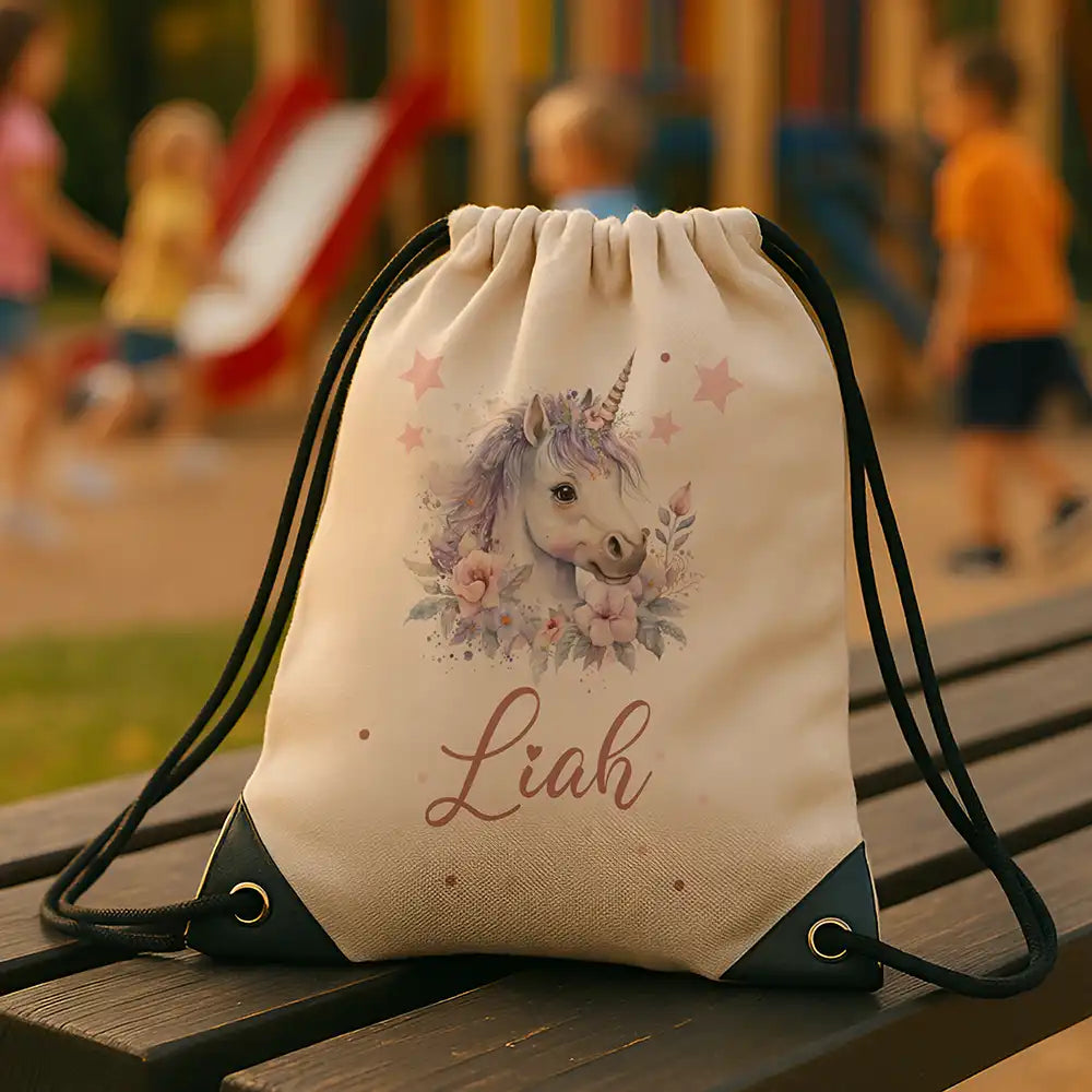 Personalisierter Turnbeutel mit Namen - Einhorn
